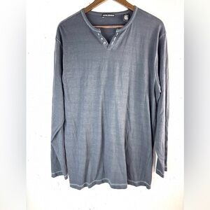 Michael Brandon XL Casual Cotton Charcoal Long Sleeve Henley Shirt